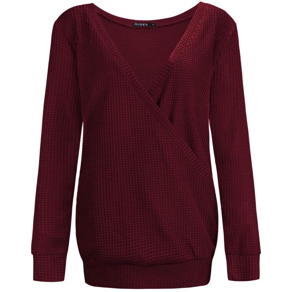 Thermal faux wrap sweater